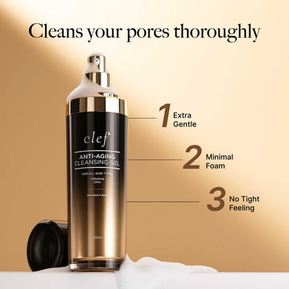 CLEF Anti-Aging Cleansing Gel 120ml | Brightening Cleanser for Sensitive, Oily, Combination Skin