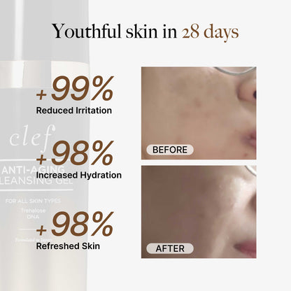 CLEF Anti-Aging Cleansing Gel 120ml | Brightening Cleanser for Sensitive, Oily, Combination Skin