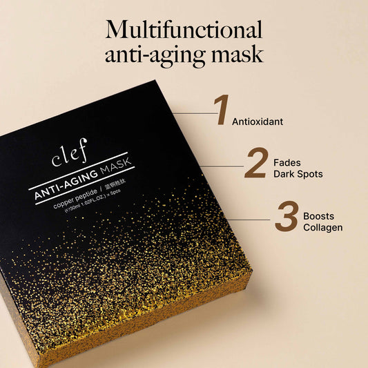 CLEF Copper Peptide Mask | 0.25mm Thin Fabric Sheet | Antioxidant | Fades Dark Spots | Boosts Collagen