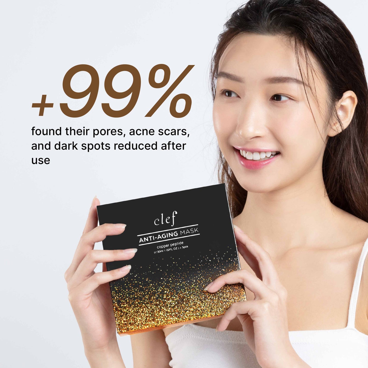 CLEF Copper Peptide Mask | 0.25mm Thin Fabric Sheet | Antioxidant | Fades Dark Spots | Boosts Collagen