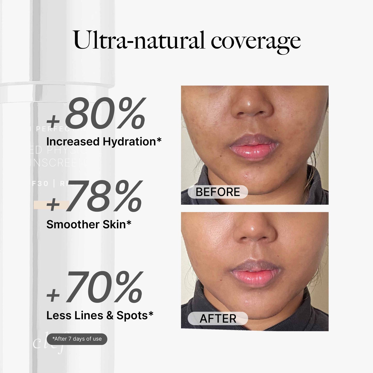 CLEF Skin Perfecting Tinted Physical Sunscreen 50ml | No White Cast | Skin-Friendly | No Stuffiness - FAIR/BEIGE/RICH