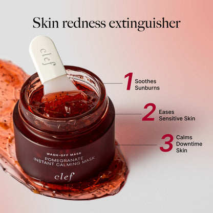 CLEF Pomegranate Instant Calming Mask 100g | Brighten Skin | Moisturise Skin | Fade Redness