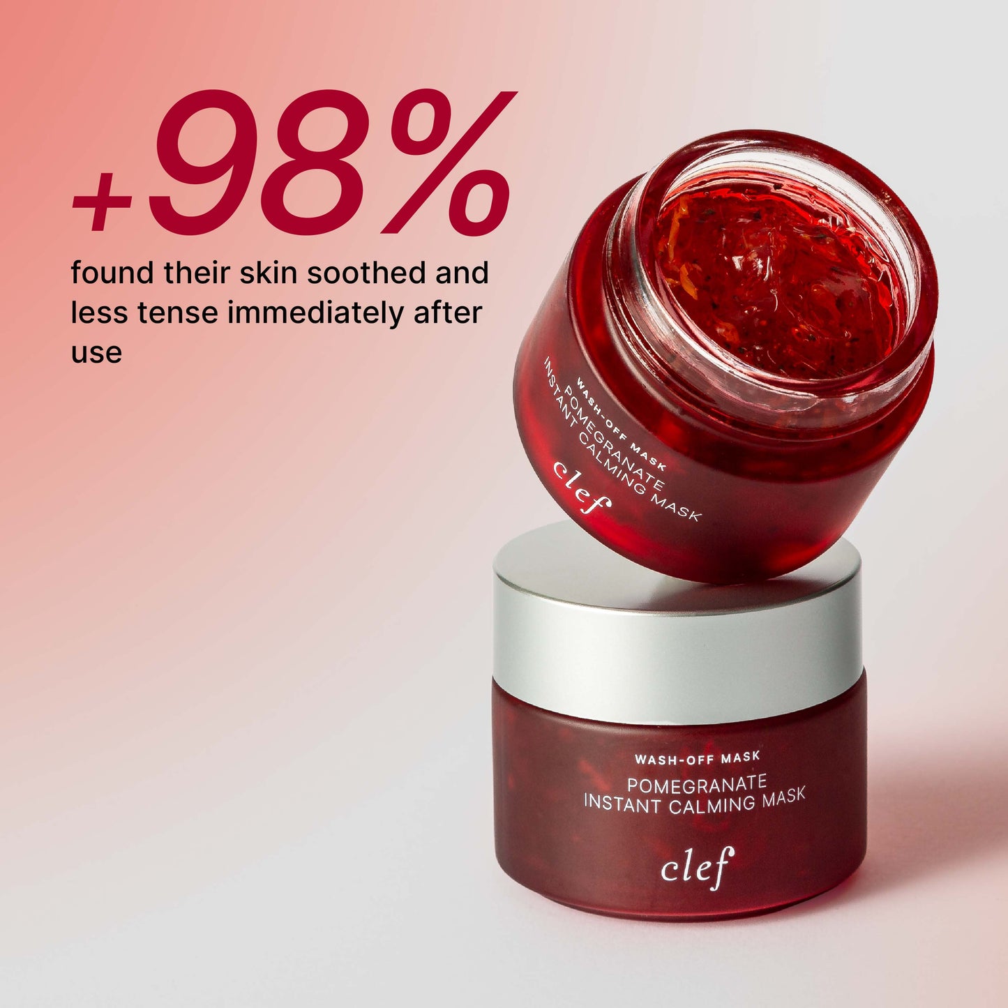 CLEF Pomegranate Instant Calming Mask 100g | Brighten Skin | Moisturise Skin | Fade Redness