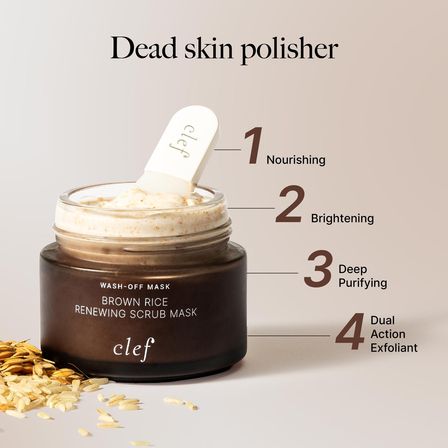 CLEF Brown Rice Renewing Scrub Mask 100g | Dead Skin Polisher | Brightening | Nourishing